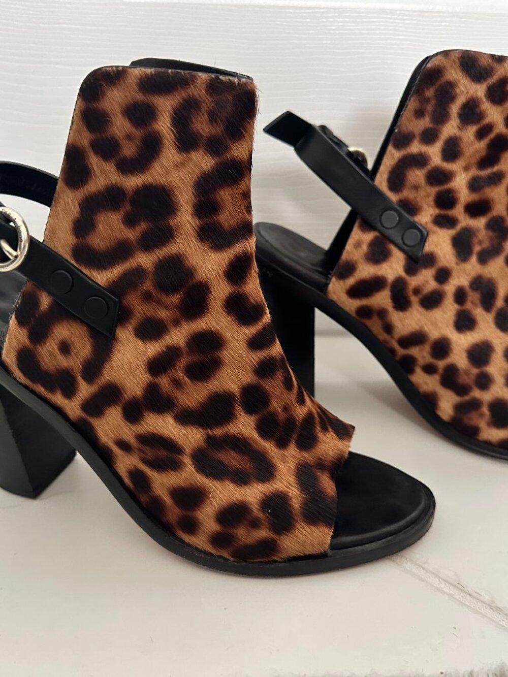 Rag & Bone Shoes | Rag & Bone Size 38 Leopard Print Open Toe Bootie Style Heels
